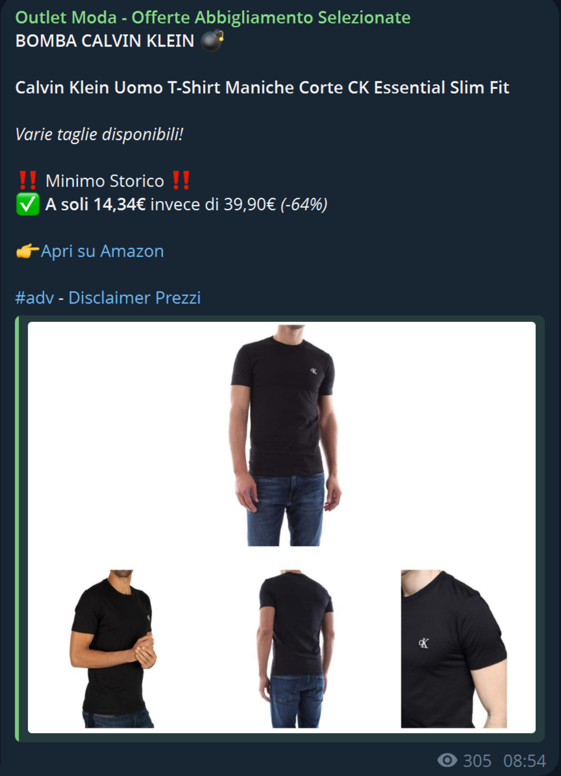 offerte moda maglietta calvin klein canale telegram