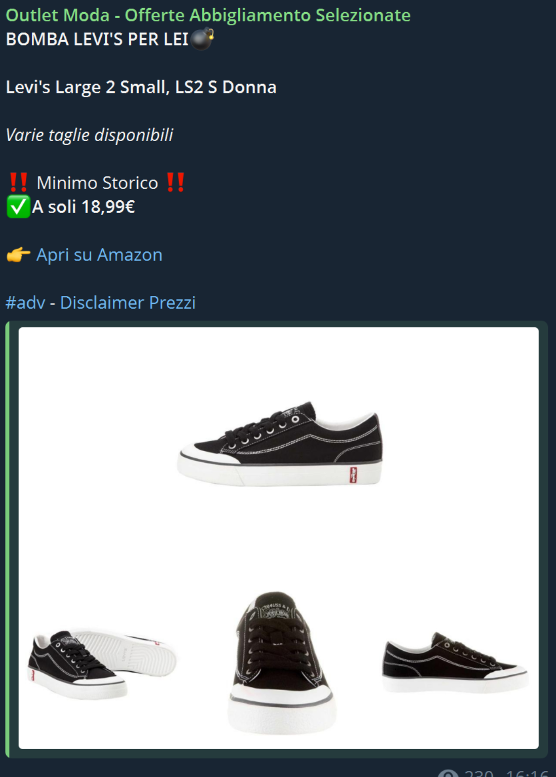 offerte moda scarpe levi's canale telegram
